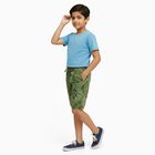 Boys' Tropical Green Cotton Printed Bermuda Shorts, ओलिव, small image number null