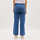 Women's Deep Steel Blue Wide-Leg Jeans, मध्यम नीला, small image number null