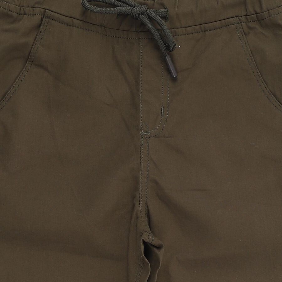 Boys Olive Green Regular Fit Jogger Trousers, हल्का हरा, large image number null