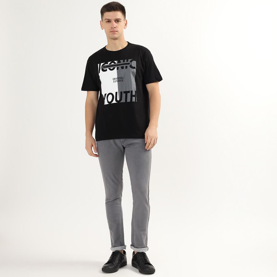 Men's 100% Cotton Round Neck Half Sleeves T-Shirt, Black, large image number null