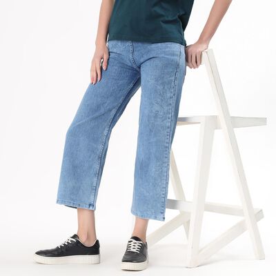 Women's Light Blue Wide Leg High Waist Jeans