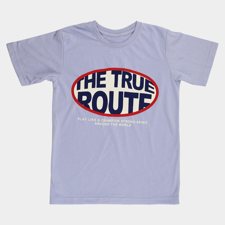 Boys' Half Sleeves T-Shirt, हल्का नीला, large