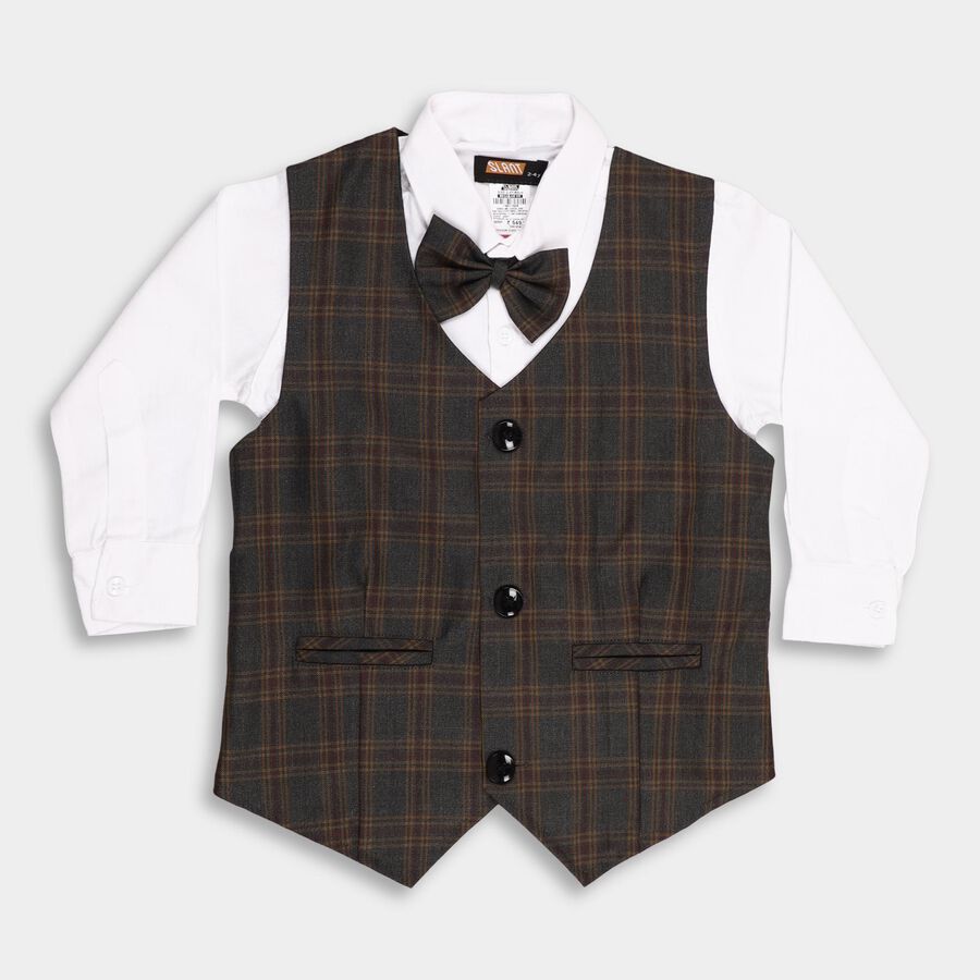 Boys' 100% Cotton Casual Shirt, गहरा ग्रे, large image number null
