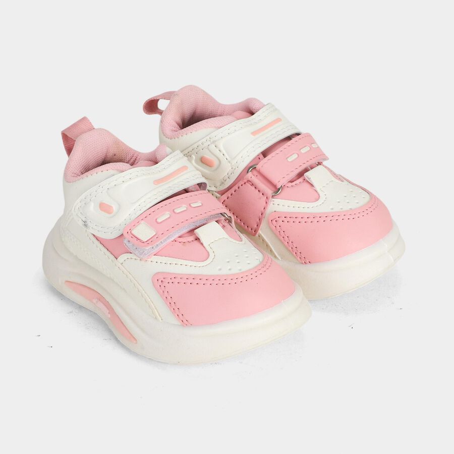 Girls' Pink Velcro Sneakers, Pink, large