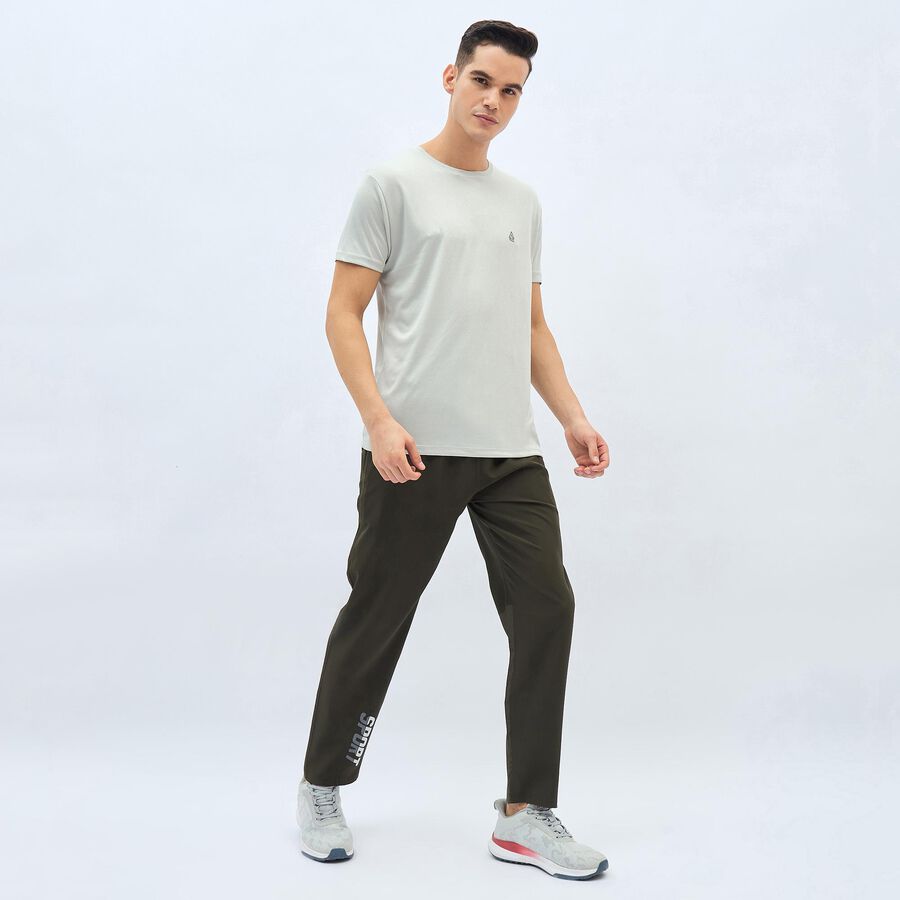 Men's Light Grey Round Neck Athleisure T-Shirt, हल्का ग्रे, large image number null