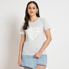 Ladies' Round Neck T-Shirt , मिश्रित हल्का ग्रे, small image number null