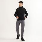 Men's Jet Black Hooded Athleisure Jacket, Black, small image number null