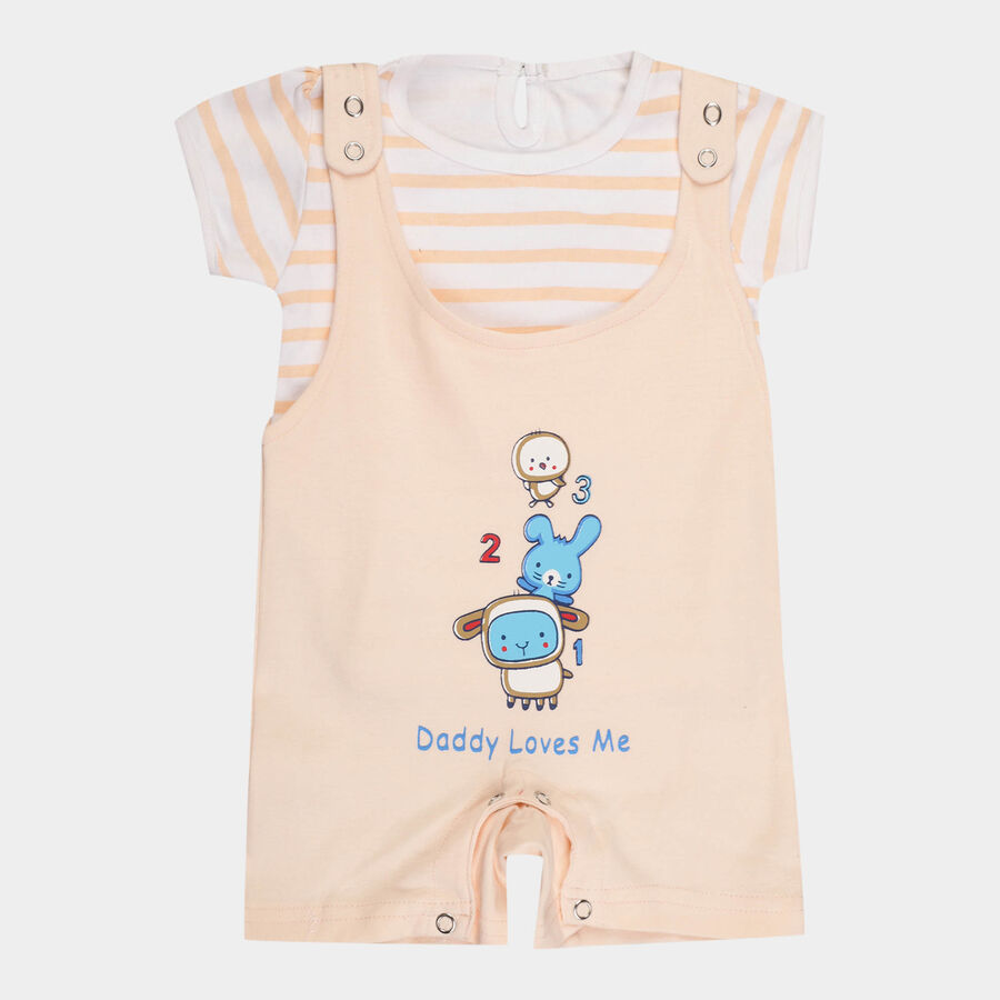 Infants Cotton Shorts Set, Peach, large image number null