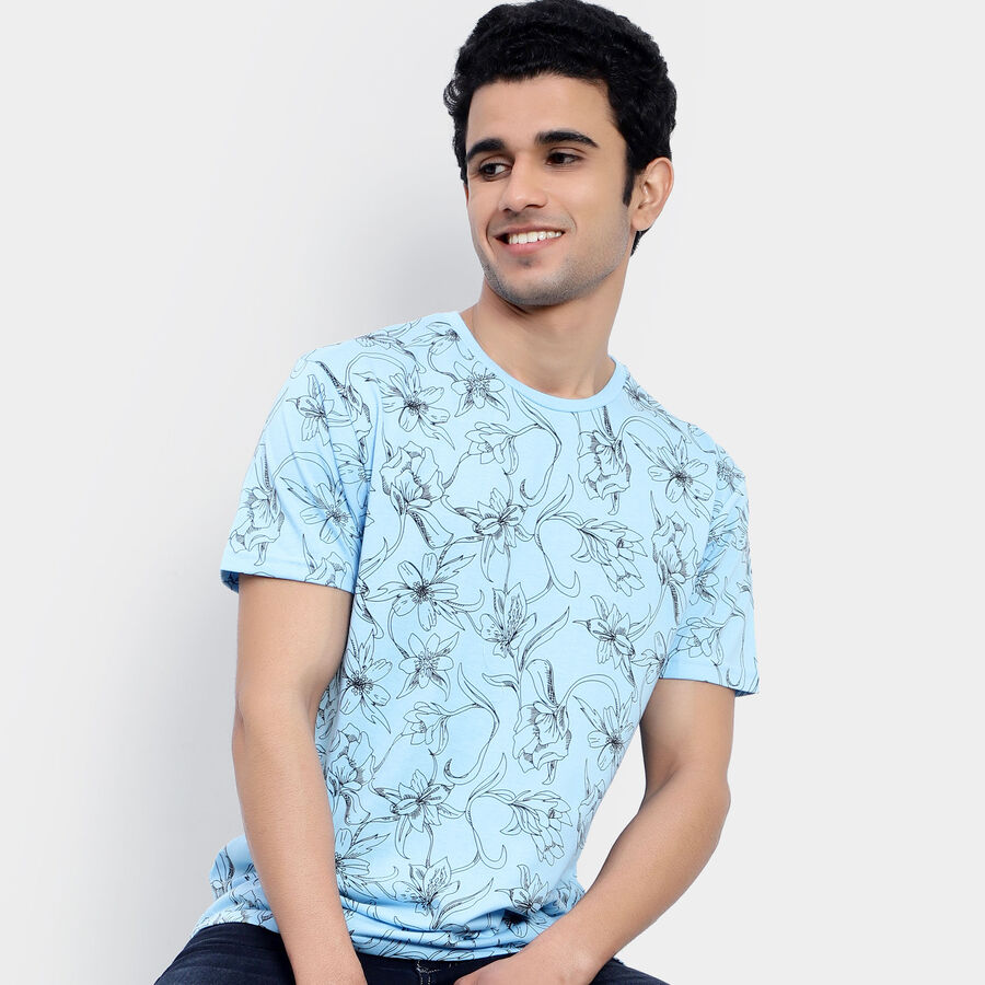 All Over Print Round Neck T-Shirt, Sky Blue, large image number null