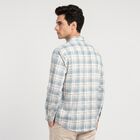 Men's Blue Cotton Casual Shirt, मध्यम नीला, small