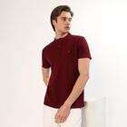 Men's Deep Burgundy Polo Collar Casual T-Shirt, Wine, small