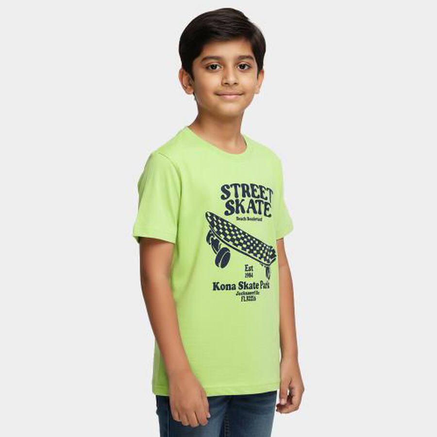 Boys' Half Sleeves T-Shirt, Light Green, large image number null