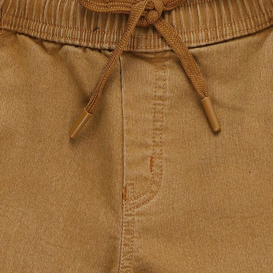 Boys' Camel Brown Slim Fit Elastic Waist Jeans, गहरा पीला, large image number null