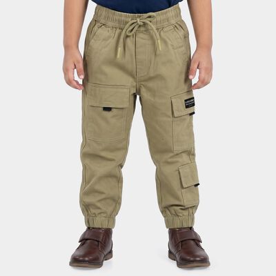 Boys' Olive Green Regular Fit Cargo Trousers