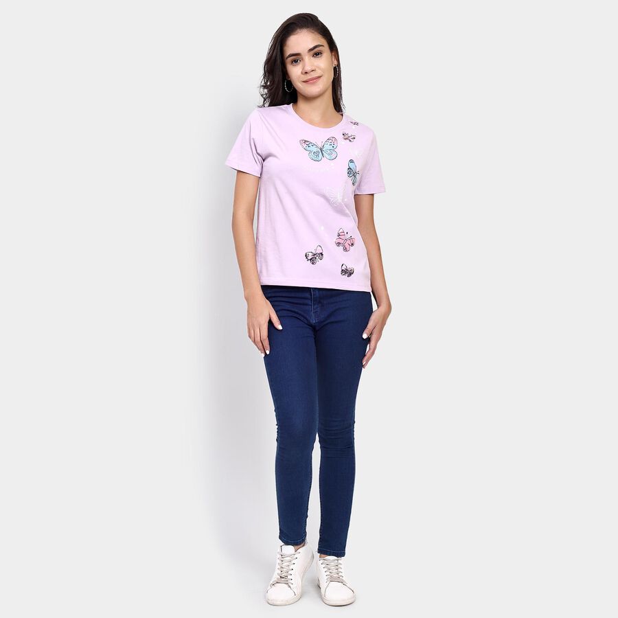Ladies' Round Neck T-Shirt , लाइलेक, large image number null