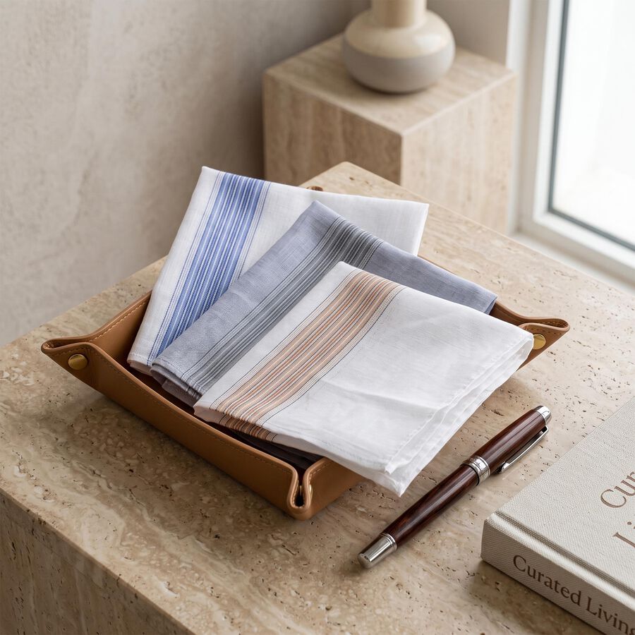 Men Grey Solid Pack of 1 Handkerchief, हल्का ग्रे, large