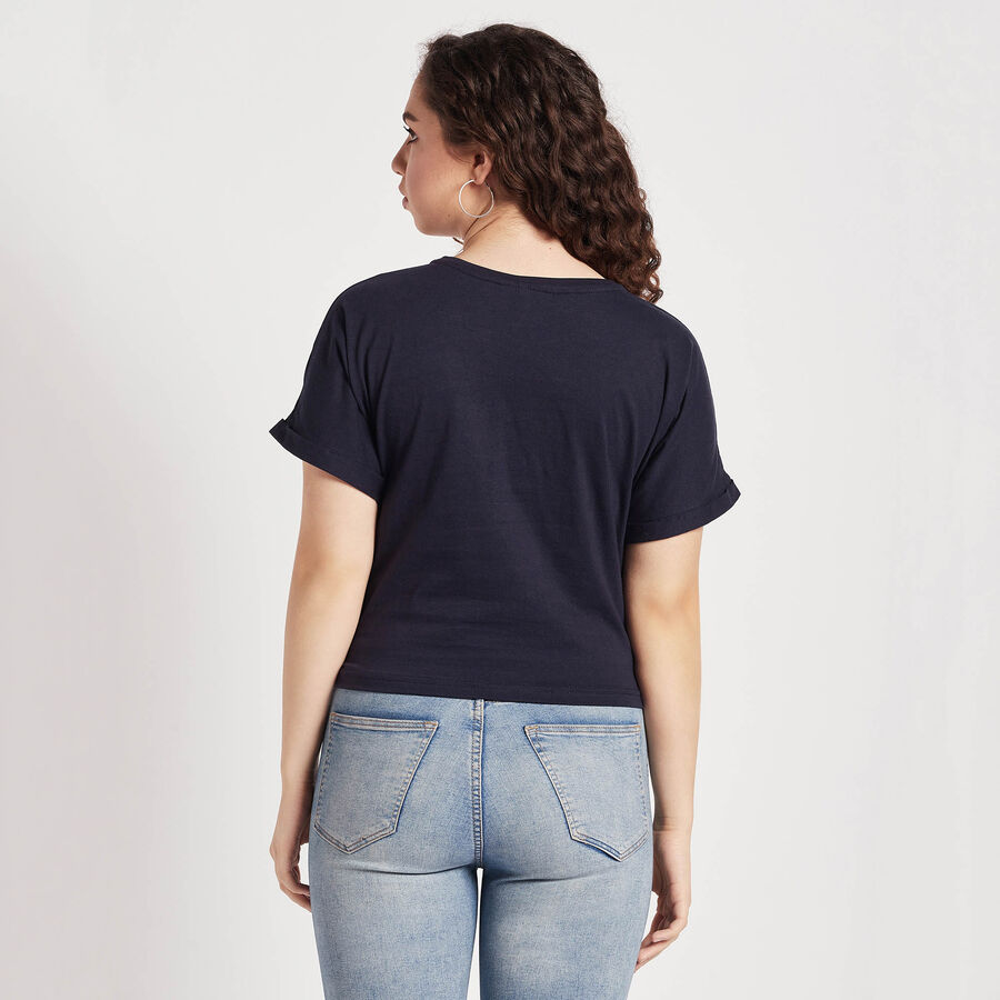 Round Neck T-Shirt, Navy Blue, large image number null