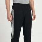 Men's Black Slim Fit Side-Striped Track Pants, काला, small