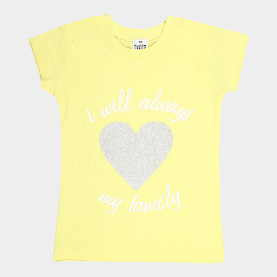 Girls Cotton T-Shirt, Yellow, large image number null