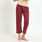 Ladies' Deep Maroon Star Printed Relaxed Fit Pyjama, Maroon, small image number null