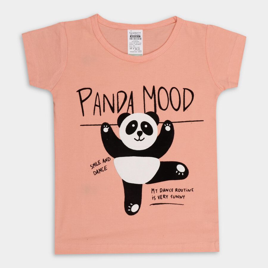 Girls' 100% Cotton T-Shirt , पीच, large image number null