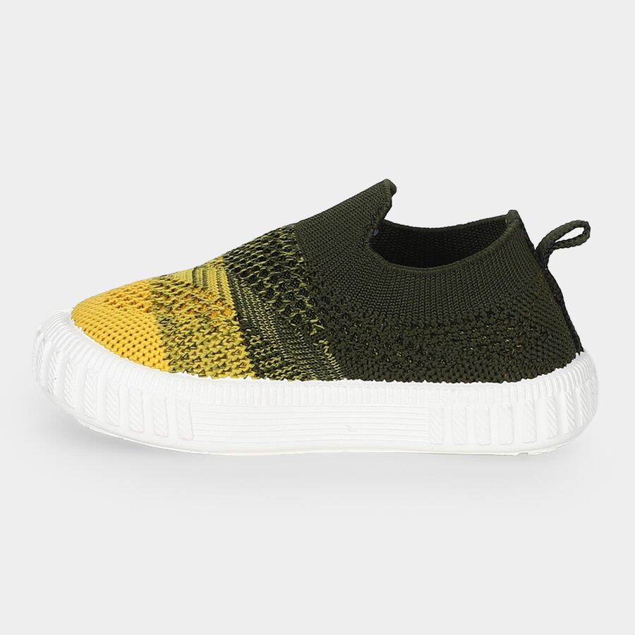 Boys' Olive Green Slip-On Casual Sneakers, Olive, large