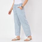 Women's Blue Wide-Leg Solid Palazzos, मध्यम नीला, small