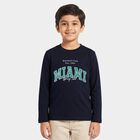 Boys Navy Blue Crew Neck Regular Boys T-Shirt, Navy Blue, small