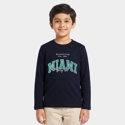 Boys Navy Blue Crew Neck Regular Boys T-Shirt