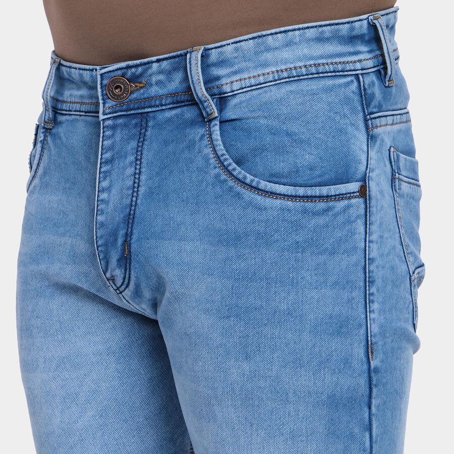 Men's Slim Fit Jeans , मध्यम नीला, large image number null