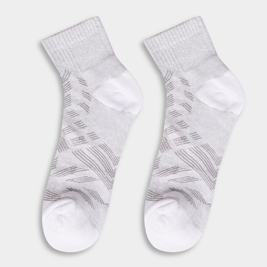 Men's Dark Charcoal Gray and Jet Black Regular Fit Geometric Pattern Pack of 3 Socks, काला, large image number null