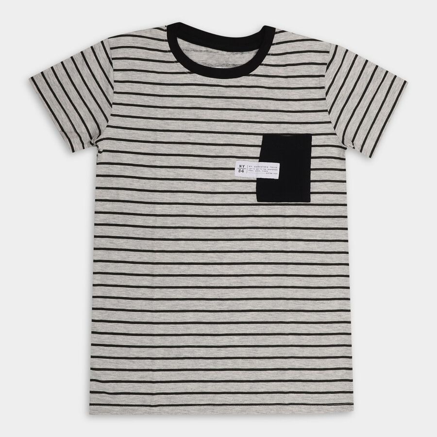 Boys' Half Sleeves T-Shirt, हल्का ग्रे, large image number null