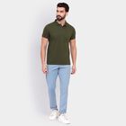 Men's Collared Half Sleeves T-Shirt , ओलिव, small