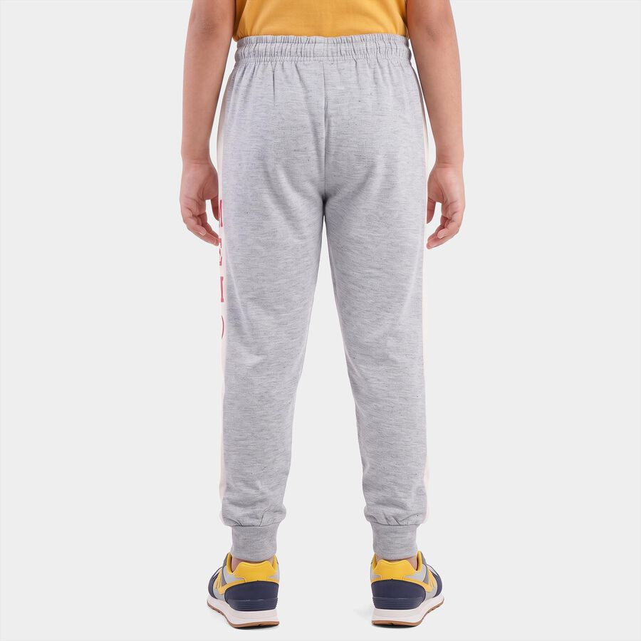Girls' Grey Jogger Fit Typographic Print Pyjama, Light Grey, large