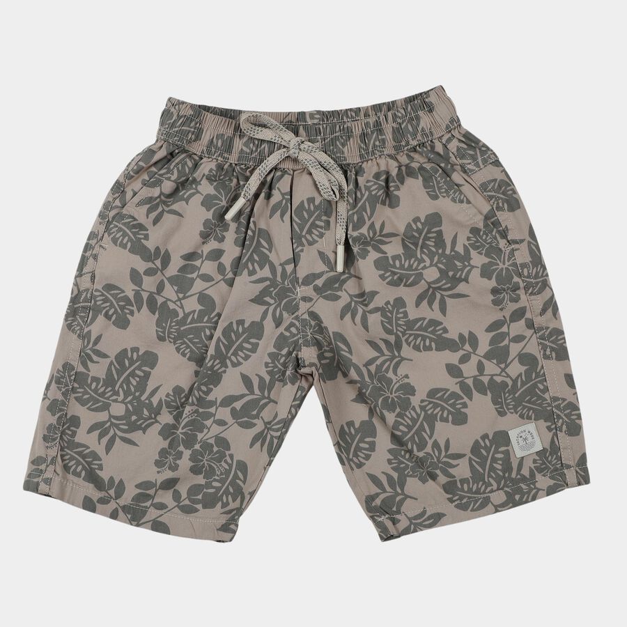 Boys' Beige Cotton Regular Fit Bermuda Shorts, Beige, large