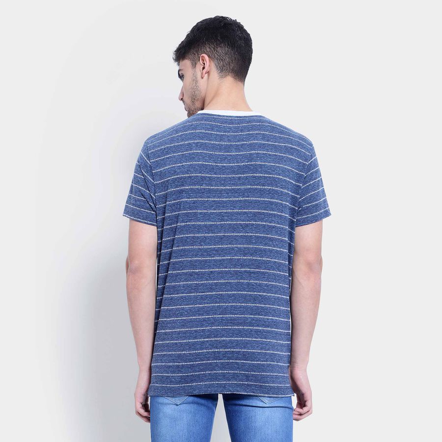Stripes Henley T-Shirt, Navy Blue, large image number null