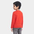Boys Red Cotton Blend Crew Neck Regular Boys T-Shirt, Red, small