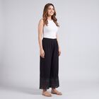 Women's Black Wide-Leg Solid Palazzos, काला, small