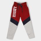 Boys' Deep Red And Light Grey Regular Fit Cut And Sew Pyjama, Melange Light Grey, small image number null