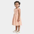 Girls' Light Pink Floral Printed Fit and Flare Frock, Light Pink, small