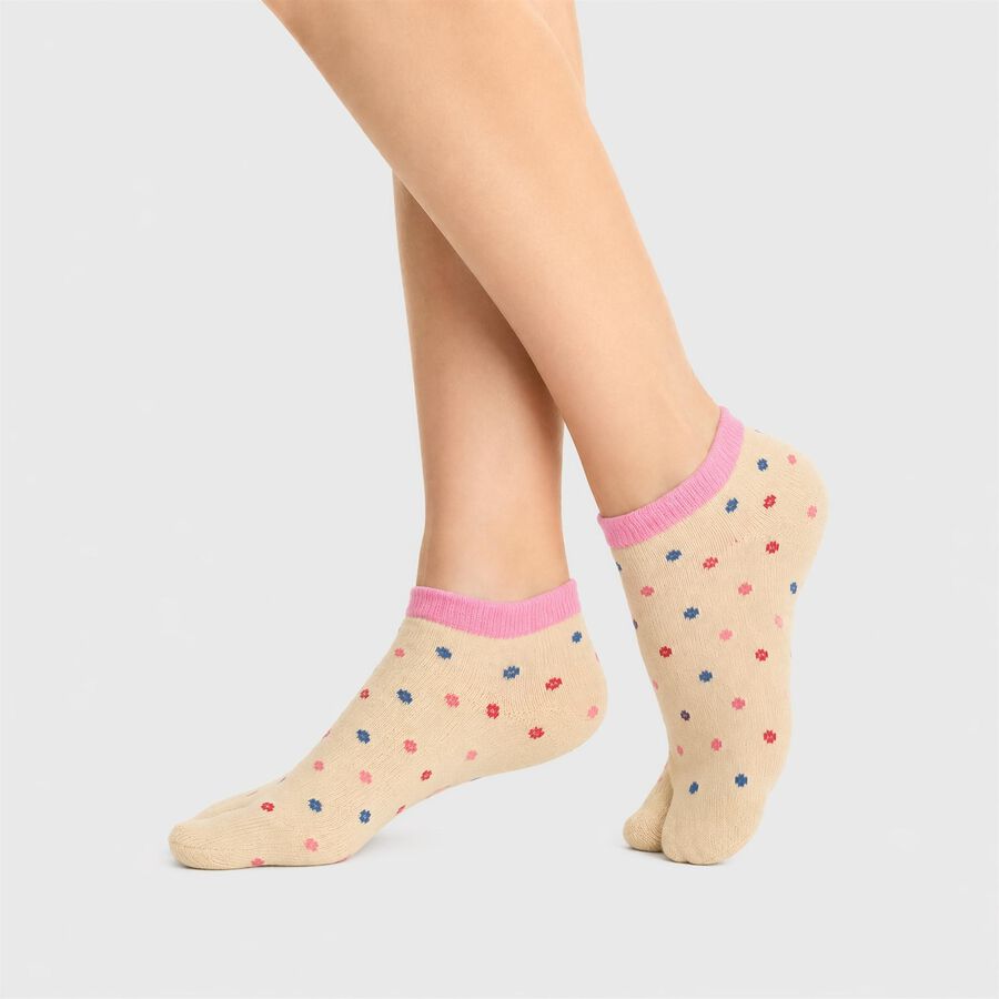 Women's Off White Regular Fit Polka Dot Pack of 1 Socks, ऑफ व्हाइट, large