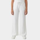 Girls' White Regular Fit Casual Trousers, White, small