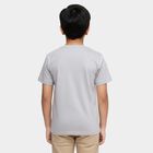 Boys Light Grey Crew Neck Casual T-Shirt, Ecru Melange, small