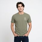 Men's Olive Green Round Neck Regular T-Shirt, हल्का हरा, small