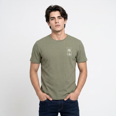 Men's Olive Green Round Neck Regular T-Shirt