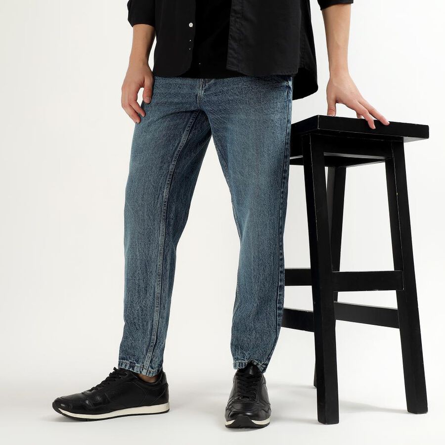 Men's Medium Wash Blue Slim Fit Jeans, Dark Blue, large