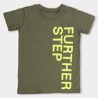Kids' Olive Green Cotton Round Neck Casual T-Shirt, Olive, small image number null
