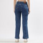 Women's Stonewashed Blue Straight Fit High-Rise Jeans, मध्यम नीला, small