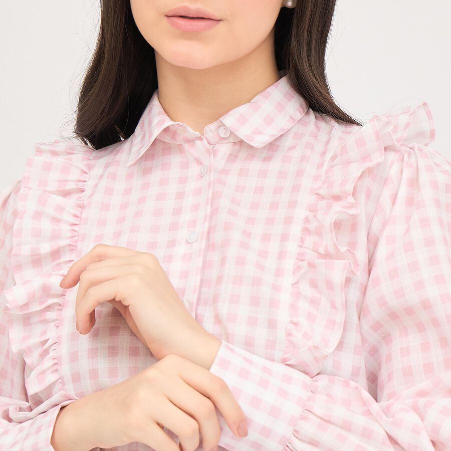 Women's Light Pink Collared Casual Shirt, Light Pink, large image number null