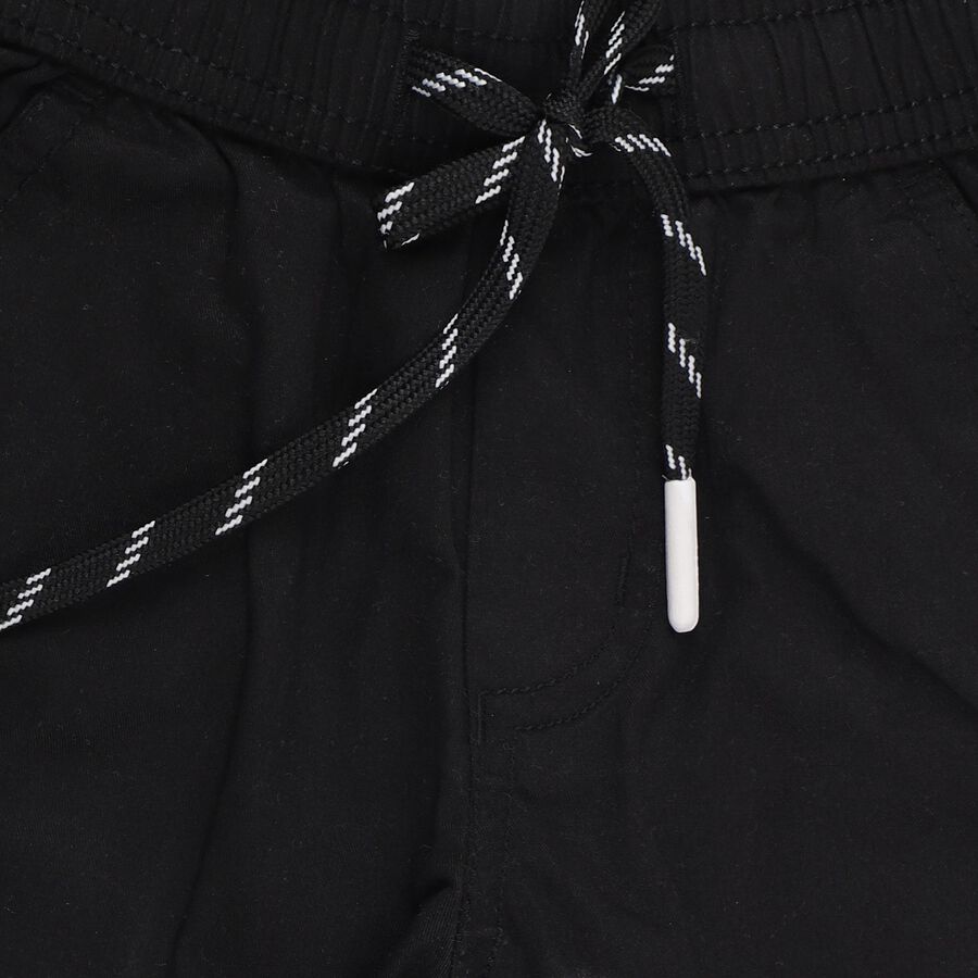 Boys' Black Regular Fit Cargo Pocketed Bermuda Shorts, काला, large